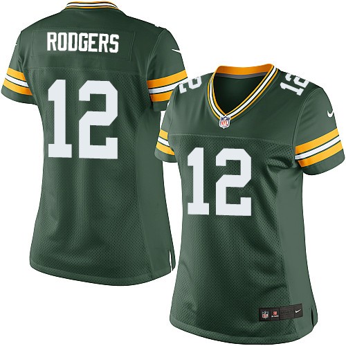 Women's Limited Aaron Rodgers Nike Jersey Green Home - #12 NFL Green Bay Packers